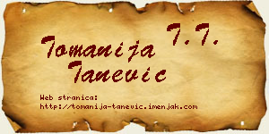 Tomanija Tanević vizit kartica